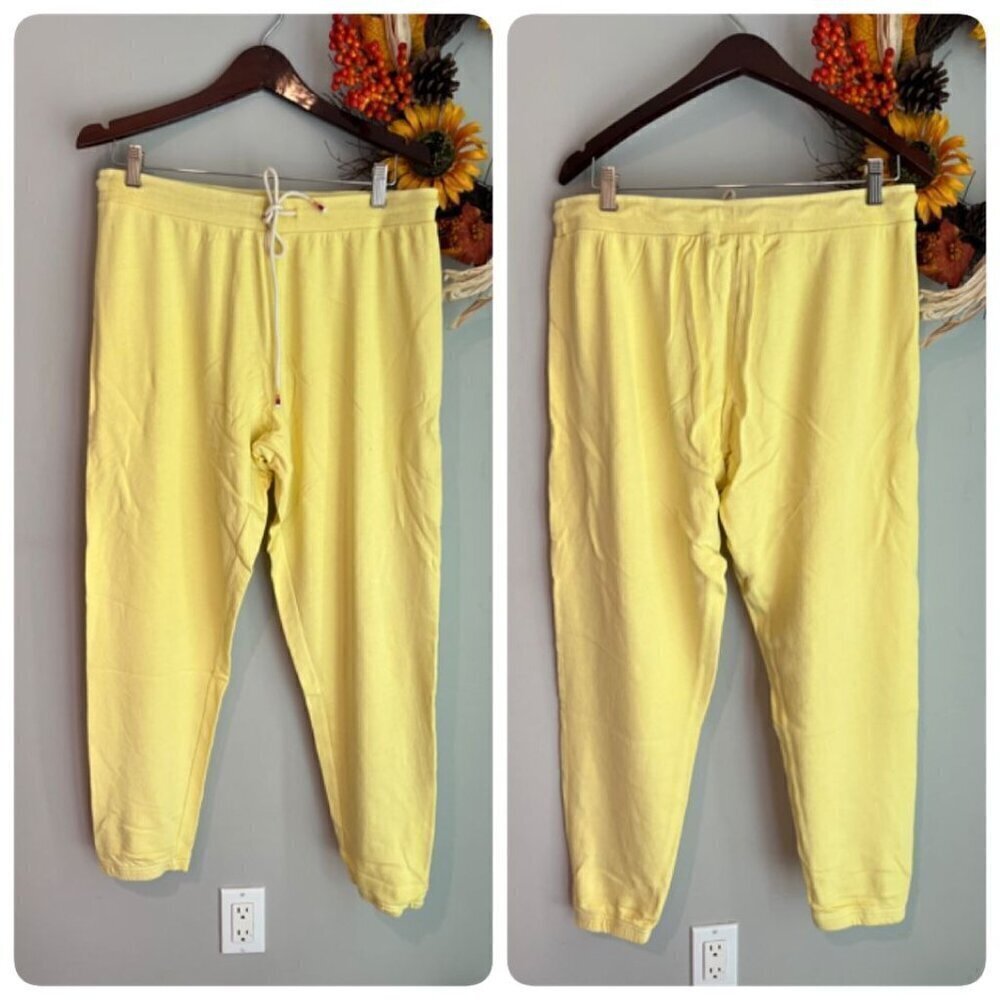Marine Layer Blake Vintage Terry Drawstrings Joggers Large in Pale Banana